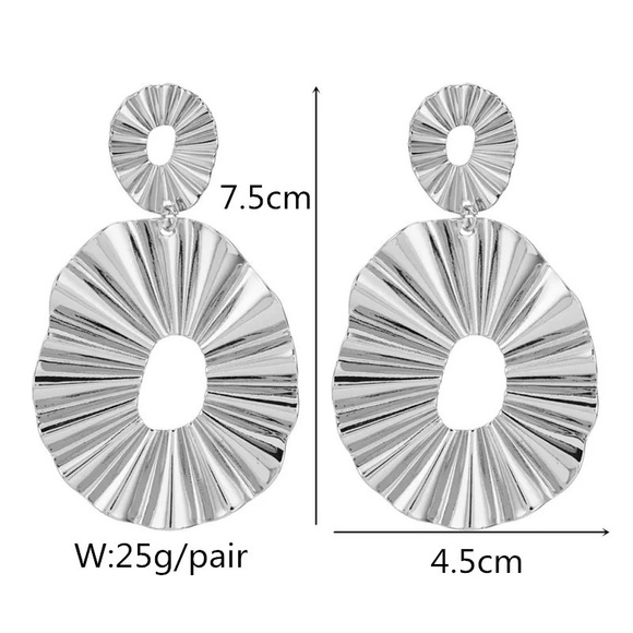 🌺silver leaf Punk statement drop earring - Picture 5 of 12